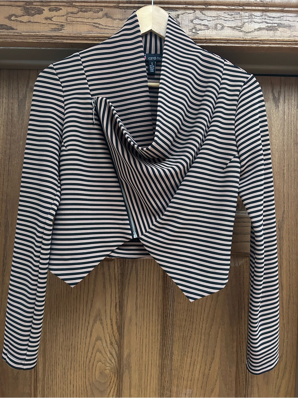 Cropped Asymmetric Striped Jacket